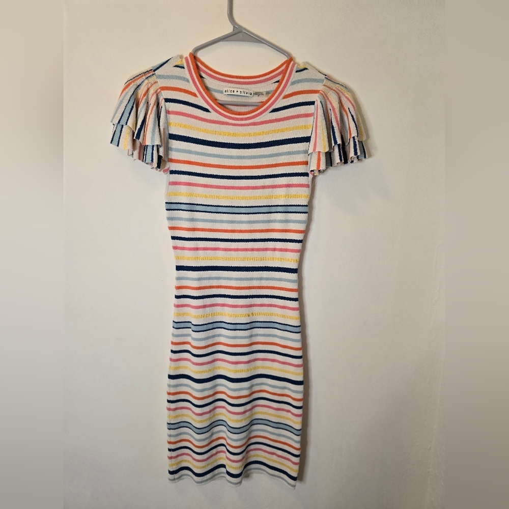 Alice + Olivia Kellin ruffle sleeve sweater dress